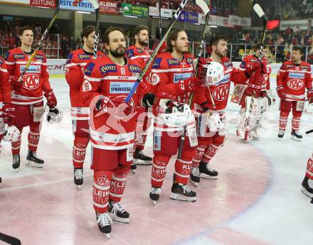 EBEL. Eishockey Bundesliga. KAC gegen 	HCB Suedtirol Alperia. Thomas Koch, Manuel Geier (KAC). Klagenfurt, am 18.3.2018.
Foto: Kuess

---
pressefotos, pressefotografie, kuess, qs, qspictures, sport, bild, bilder, bilddatenbank