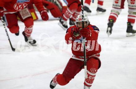 EBEL. Eishockey Bundesliga. KAC gegen 	HCB Suedtirol Alperia. Torjubel Johannes Bischofberger (KAC). Klagenfurt, am 18.3.2018.
Foto: Kuess

---
pressefotos, pressefotografie, kuess, qs, qspictures, sport, bild, bilder, bilddatenbank