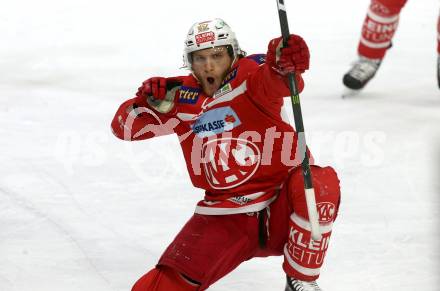 EBEL. Eishockey Bundesliga. KAC gegen 	HCB Suedtirol Alperia. Torjubel Johannes Bischofberger (KAC). Klagenfurt, am 18.3.2018.
Foto: Kuess

---
pressefotos, pressefotografie, kuess, qs, qspictures, sport, bild, bilder, bilddatenbank