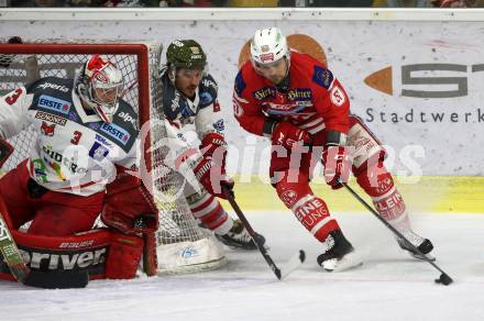 EBEL. Eishockey Bundesliga. KAC gegen 	HCB Suedtirol Alperia. Kevin Kapstad,  (KAC), Pekka Tuokkola, Austin Smith (Bozen). Klagenfurt, am 18.3.2018.
Foto: Kuess

---
pressefotos, pressefotografie, kuess, qs, qspictures, sport, bild, bilder, bilddatenbank