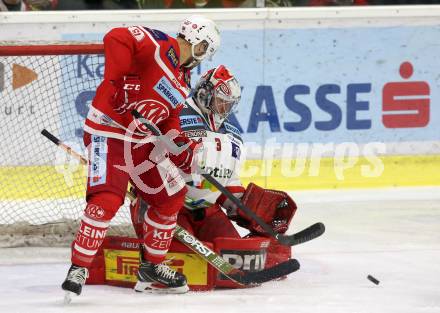 EBEL. Eishockey Bundesliga. KAC gegen 	HCB Suedtirol Alperia. Andrew Jacob Kozek,  (KAC), Pekka Tuokkola (Bozen). Klagenfurt, am 18.3.2018.
Foto: Kuess

---
pressefotos, pressefotografie, kuess, qs, qspictures, sport, bild, bilder, bilddatenbank