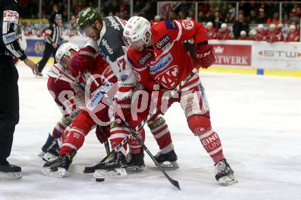 EBEL. Eishockey Bundesliga. KAC gegen 	HCB Suedtirol Alperia. Jonathan Rheault,  (KAC), Alexander Egger (Bozen). Klagenfurt, am 18.3.2018.
Foto: Kuess

---
pressefotos, pressefotografie, kuess, qs, qspictures, sport, bild, bilder, bilddatenbank