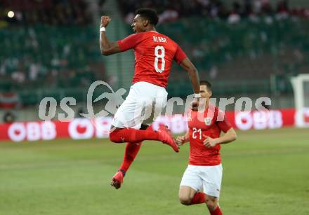 Fussball Laenderspiel. Oesterreich gegen Slowenien.Come together. Sport baut Bruecken.  Torjubel David Alaba (Oesterreich). Klagenfurt, am 23.3.2018.
Foto: Kuess

---
pressefotos, pressefotografie, kuess, qs, qspictures, sport, bild, bilder, bilddatenbank