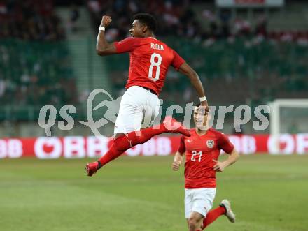 Fussball Laenderspiel. Oesterreich gegen Slowenien.Come together. Sport baut Bruecken.  Torjubel David Alaba (Oesterreich). Klagenfurt, am 23.3.2018.
Foto: Kuess

---
pressefotos, pressefotografie, kuess, qs, qspictures, sport, bild, bilder, bilddatenbank