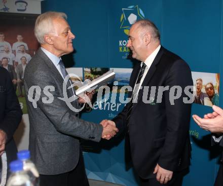 Fussball. Besuch des UEFA Praesidenten Aleksander Ceferin beim SAK.   Feliks Wieser, Radenko Mijatovic. Klagenfurt, am 23.3.2018.
Foto: Kuess
---
pressefotos, pressefotografie, kuess, qs, qspictures, sport, bild, bilder, bilddatenbank