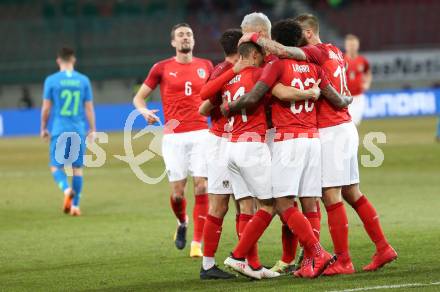 Fussball Laenderspiel. Oesterreich gegen Slowenien.Come together. Sport baut Bruecken. Torjubel Marko Arnautovic  (Oesterreich). Klagenfurt, am 23.3.2018.
Foto: Kuess

---
pressefotos, pressefotografie, kuess, qs, qspictures, sport, bild, bilder, bilddatenbank
