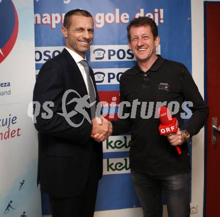 Fussball. Besuch des UEFA Praesidenten Aleksander Ceferin beim SAK.    Aleksander Ceferin, Jurij Perc. Klagenfurt, am 23.3.2018.
Foto: Kuess
---
pressefotos, pressefotografie, kuess, qs, qspictures, sport, bild, bilder, bilddatenbank