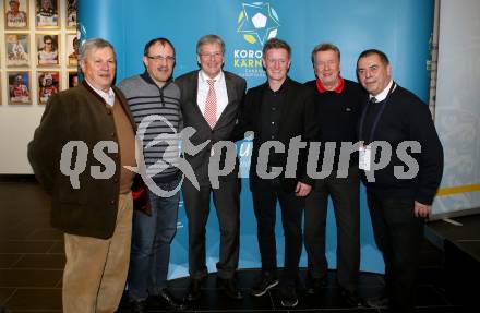 Fussball Laenderspiel. Oesterreich gegen Slowenien.Come together. Sport baut Bruecken. Kurt Raunegger, Landeshauptmann Peter Kaiser, Landessportdirektor Arno Arthofer, Guenther Pfeistlinger. Klagenfurt, am 23.3.2018.
Foto: Kuess

---
pressefotos, pressefotografie, kuess, qs, qspictures, sport, bild, bilder, bilddatenbank
