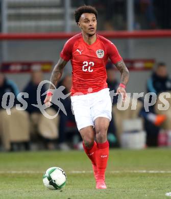 Fussball Laenderspiel. Oesterreich gegen Slowenien.Come together. Sport baut Bruecken.  Valentino Lazaro (Oesterreich). Klagenfurt, am 23.3.2018.
Foto: Kuess

---
pressefotos, pressefotografie, kuess, qs, qspictures, sport, bild, bilder, bilddatenbank
