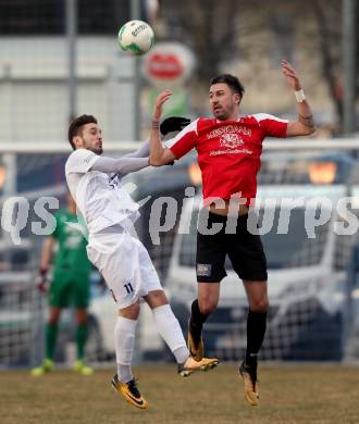 Fussball Kaerntner Liga. SAK gegen Spittal. Amer Krcic (SAK), Dejan Kecanovic (Spittal). Klagenfurt, am 23.3.2018.
Foto: Kuess
---
pressefotos, pressefotografie, kuess, qs, qspictures, sport, bild, bilder, bilddatenbank