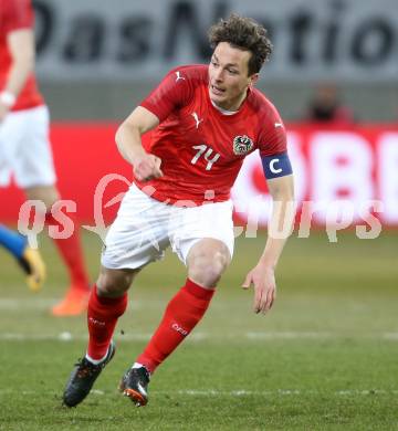 Fussball Laenderspiel. Oesterreich gegen Slowenien.Come together. Sport baut Bruecken. Julian Baumgartlinger  (Oesterreich). Klagenfurt, am 23.3.2018.
Foto: Kuess

---
pressefotos, pressefotografie, kuess, qs, qspictures, sport, bild, bilder, bilddatenbank