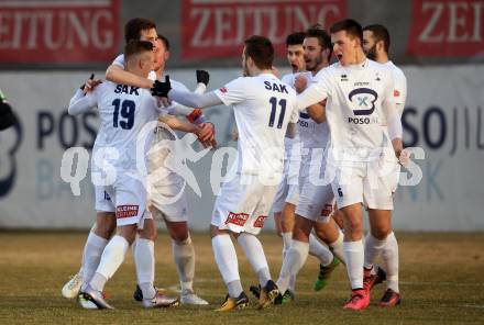 Fussball Kaerntner Liga. SAK gegen Spittal. Torjubel Jurinic Andrej (SAK). Klagenfurt, am 23.3.2018.
Foto: Kuess
---
pressefotos, pressefotografie, kuess, qs, qspictures, sport, bild, bilder, bilddatenbank