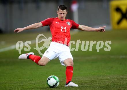 Fussball Laenderspiel. Oesterreich gegen Slowenien.Come together. Sport baut Bruecken.  Stefan Lainer (Oesterreich). Klagenfurt, am 23.3.2018.
Foto: Kuess

---
pressefotos, pressefotografie, kuess, qs, qspictures, sport, bild, bilder, bilddatenbank