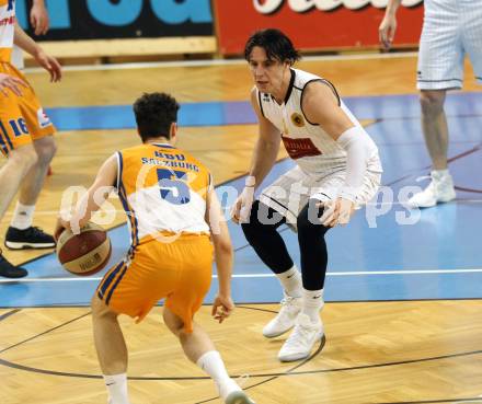 Basketball 2. Bundesliga. Playdown. 2. Runde. Woerthersee Piraten gegen BBU Salzburg. Kuttnig Andreas (Piraten), Sergio Jimenez (Salzburg). Klagenfurt, am 24.3.2018.
Foto: Kuess
---
pressefotos, pressefotografie, kuess, qs, qspictures, sport, bild, bilder, bilddatenbank