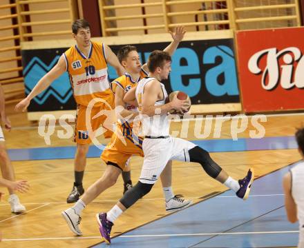 Basketball 2. Bundesliga. Playdown. 2. Runde. Woerthersee Piraten gegen BBU Salzburg. Elvis Keric (Piraten), Guillermo Sanchez,  Lukas Reichle (Salzburg). Klagenfurt, am 24.3.2018.
Foto: Kuess
---
pressefotos, pressefotografie, kuess, qs, qspictures, sport, bild, bilder, bilddatenbank