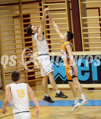 Basketball 2. Bundesliga. Playdown. 2. Runde. Woerthersee Piraten gegen BBU Salzburg. Sebastian Schaal (Piraten), Lukas Reichle (Salzburg). Klagenfurt, am 24.3.2018.
Foto: Kuess
---
pressefotos, pressefotografie, kuess, qs, qspictures, sport, bild, bilder, bilddatenbank