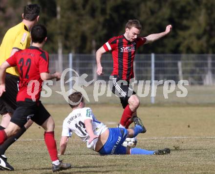 Fussball. Kaerntner Liga. Kraig gegen St. Jakob/Ros.. Christian Salbrechter (Kraig),  Thomas Ogradnig (St. Jakob). Kraig, 31.3.2018.
Foto: Kuess
---
pressefotos, pressefotografie, kuess, qs, qspictures, sport, bild, bilder, bilddatenbank