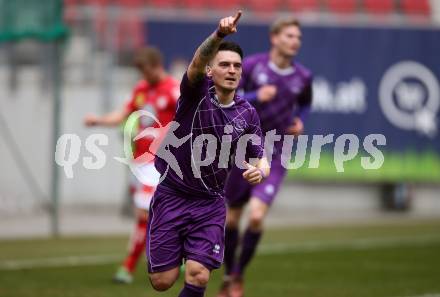 Fussball. Regionalliga. SK Austria Klagenfurt gegen Union Raiffeisen Gurten. Torjubel Tadej Zagar-Knez (SK Austria Klagenfurt). Klagenfurt, 31.3.2018.
Foto: Kuess
---
pressefotos, pressefotografie, kuess, qs, qspictures, sport, bild, bilder, bilddatenbank