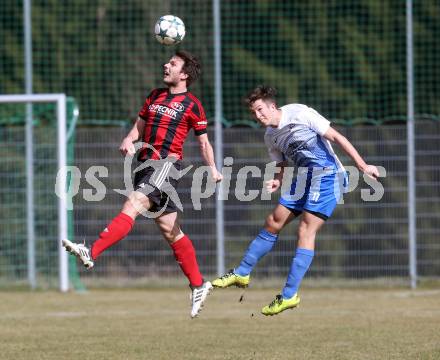 Fussball. Kaerntner Liga. Kraig gegen St. Jakob/Ros.. Alexander Johannes Kampitsch (Kraig), Christoph Omann (St. Jakob). Kraig, 31.3.2018.
Foto: Kuess
---
pressefotos, pressefotografie, kuess, qs, qspictures, sport, bild, bilder, bilddatenbank