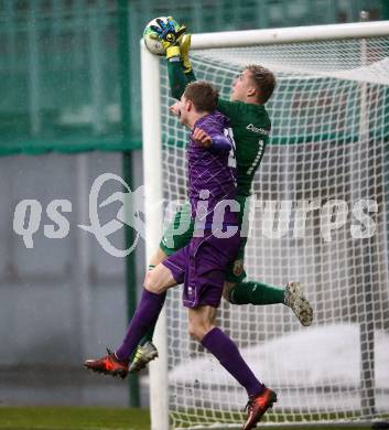 Fussball. Regionalliga. SK Austria Klagenfurt gegen Union Raiffeisen Gurten. Thomas Hirschhofer, (SK Austria Klagenfurt),  Felix Rudolf Wimmer  (Union Raiffeisen Gurten). Klagenfurt, 31.3.2018.
Foto: Kuess
---
pressefotos, pressefotografie, kuess, qs, qspictures, sport, bild, bilder, bilddatenbank