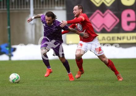 Fussball. Regionalliga. SK Austria Klagenfurt gegen Union Raiffeisen Gurten. Philipp Huetter,  (SK Austria Klagenfurt), Martin Feichtinger  (Union Raiffeisen Gurten). Klagenfurt, 31.3.2018.
Foto: Kuess
---
pressefotos, pressefotografie, kuess, qs, qspictures, sport, bild, bilder, bilddatenbank
