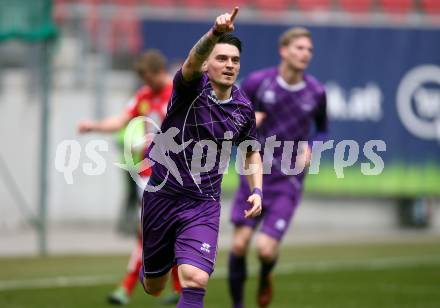 Fussball. Regionalliga. SK Austria Klagenfurt gegen Union Raiffeisen Gurten. Torjubel Tadej Zagar-Knez (SK Austria Klagenfurt). Klagenfurt, 31.3.2018.
Foto: Kuess
---
pressefotos, pressefotografie, kuess, qs, qspictures, sport, bild, bilder, bilddatenbank