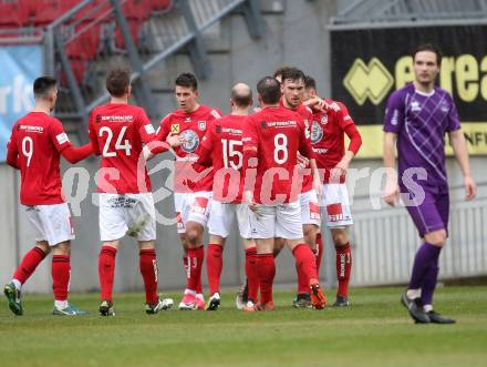 Fussball. Regionalliga. SK Austria Klagenfurt gegen Union Raiffeisen Gurten. Torjubel  (Union Raiffeisen Gurten). Klagenfurt, 31.3.2018.
Foto: Kuess
---
pressefotos, pressefotografie, kuess, qs, qspictures, sport, bild, bilder, bilddatenbank