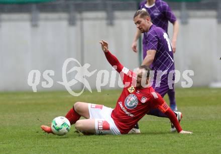 Fussball. Regionalliga. SK Austria Klagenfurt gegen Union Raiffeisen Gurten. Marc Ortner,  (SK Austria Klagenfurt),  Martin Feichtinger (Union Raiffeisen Gurten). Klagenfurt, 31.3.2018.
Foto: Kuess
---
pressefotos, pressefotografie, kuess, qs, qspictures, sport, bild, bilder, bilddatenbank