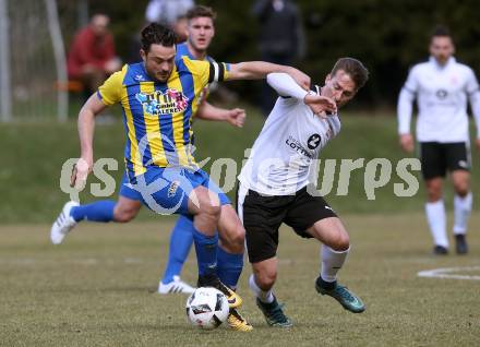 Fussball 2. Klasse A. Lurnfeld gegen Muehldorf. Daniel Brandstaetter, (Lurnfeld),  Enes Sinanovic (Muehldorf). Moellbruecke, am 1.4.2018.
Foto: Kuess
---
pressefotos, pressefotografie, kuess, qs, qspictures, sport, bild, bilder, bilddatenbank