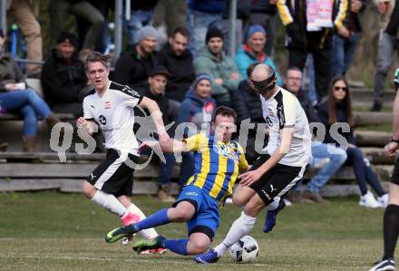 Fussball 2. Klasse A. Lurnfeld gegen Muehldorf. Boris Oroz, (Lurnfeld),   Ivan Glavic (Muehldorf). Moellbruecke, am 1.4.2018.
Foto: Kuess
---
pressefotos, pressefotografie, kuess, qs, qspictures, sport, bild, bilder, bilddatenbank