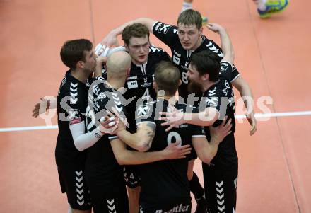 DenizBank AG Volley League Men. Volleyball. SK Posojilnica Aich/Dob gegen SG Union Raiffeisen Waldviertel.  Jubel (Waldviertel). Bleiburg, am 4.4.2018.
Foto: Kuess
---
pressefotos, pressefotografie, kuess, qs, qspictures, sport, bild, bilder, bilddatenbank