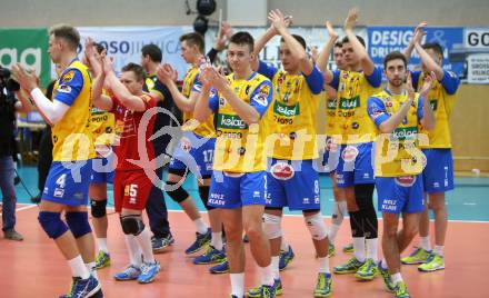 DenizBank AG Volley League Men. Volleyball. SK Posojilnica Aich/Dob gegen SG Union Raiffeisen Waldviertel. Jubel (Aich/Dob). Bleiburg, am 4.4.2018.
Foto: Kuess
---
pressefotos, pressefotografie, kuess, qs, qspictures, sport, bild, bilder, bilddatenbank