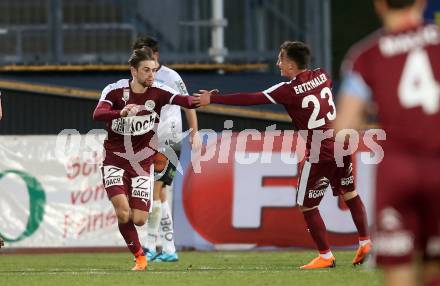 Fussball tipico Bundesliga. RZ Pellets WAC gegen Mattersburg.  Torjubel Andreas Gruber (Mattersburg). Wolfsberg, am 7.4.2018.
Foto: Kuess

---
pressefotos, pressefotografie, kuess, qs, qspictures, sport, bild, bilder, bilddatenbank