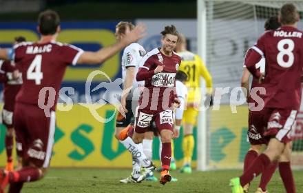 Fussball tipico Bundesliga. RZ Pellets WAC gegen Mattersburg.  Torjubel Andreas Gruber (Mattersburg). Wolfsberg, am 7.4.2018.
Foto: Kuess

---
pressefotos, pressefotografie, kuess, qs, qspictures, sport, bild, bilder, bilddatenbank