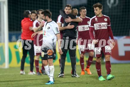 Fussball tipico Bundesliga. RZ Pellets WAC gegen Mattersburg.  Jubel (Mattersburg). Wolfsberg, am 7.4.2018.
Foto: Kuess

---
pressefotos, pressefotografie, kuess, qs, qspictures, sport, bild, bilder, bilddatenbank