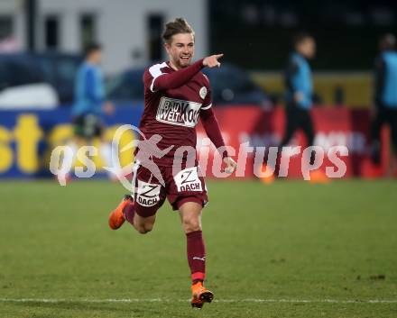 Fussball tipico Bundesliga. RZ Pellets WAC gegen Mattersburg.  Torjubel Andreas Gruber (Mattersburg). Wolfsberg, am 7.4.2018.
Foto: Kuess

---
pressefotos, pressefotografie, kuess, qs, qspictures, sport, bild, bilder, bilddatenbank