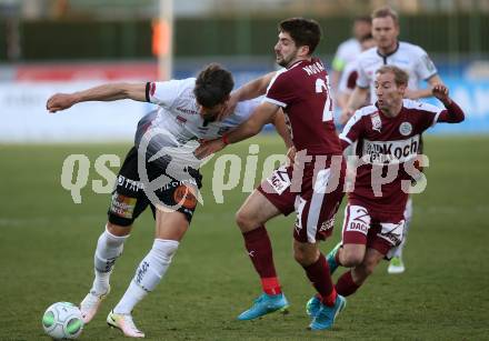 Fussball tipico Bundesliga. RZ Pellets WAC gegen Mattersburg. Mihret Topcagic,  (WAC), Michael Novakov (Mattersburg). Wolfsberg, am 7.4.2018.
Foto: Kuess

---
pressefotos, pressefotografie, kuess, qs, qspictures, sport, bild, bilder, bilddatenbank