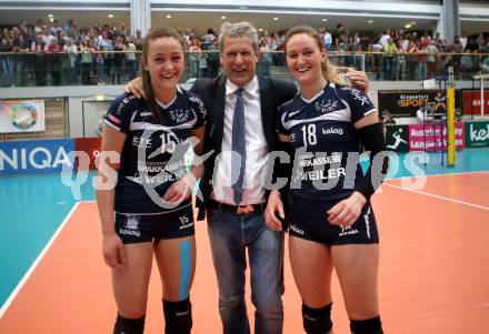 Volleyball. Bundesliga Frauen. Finale. SG Kelag Klagenfurt gegen UVC Holding Graz. Nikolina Bajic, Josef Laibacher, Ana Bajic (Klagenfurt). Klagenfurt, am 8.4.2018.
Foto: Kuess
---
pressefotos, pressefotografie, kuess, qs, qspictures, sport, bild, bilder, bilddatenbank