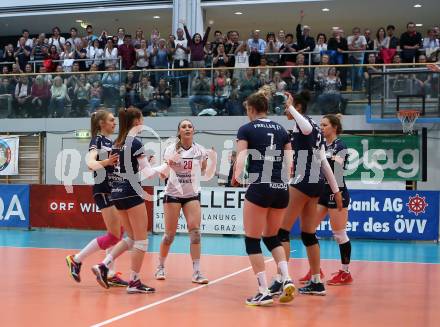 Volleyball. Bundesliga Frauen. Finale. SG Kelag Klagenfurt gegen UVC Holding Graz. Jubel (Klagenfurt). Klagenfurt, am 8.4.2018.
Foto: Kuess
---
pressefotos, pressefotografie, kuess, qs, qspictures, sport, bild, bilder, bilddatenbank