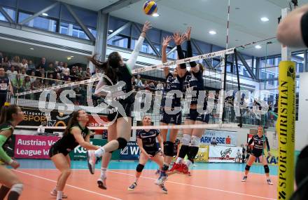 Volleyball. Bundesliga Frauen. Finale. SG Kelag Klagenfurt gegen UVC Holding Graz. Nikolina Bajic, Sophie Wallner (Klagenfurt), Anja Doerfler (Graz). Klagenfurt, am 8.4.2018.
Foto: Kuess
---
pressefotos, pressefotografie, kuess, qs, qspictures, sport, bild, bilder, bilddatenbank