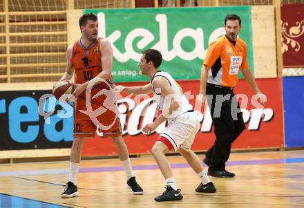 Basketball 2. Bundesliga. Playdown. 4. Runde. Woerthersee Piraten gegen Basket2000 Vienna Warriors. Jan-Arne Apschner, (Piraten), Aleksandar Trivan  (Basket2000 Vienna Warriors). Klagenfurt, am 14.4.2018.
Foto: Kuess
---
pressefotos, pressefotografie, kuess, qs, qspictures, sport, bild, bilder, bilddatenbank