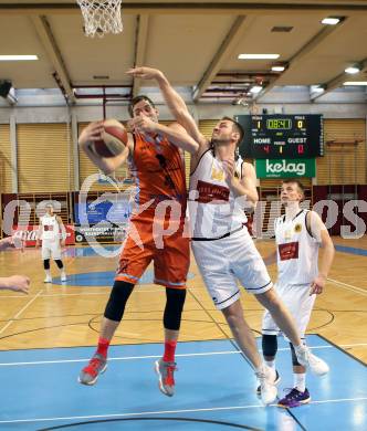 Basketball 2. Bundesliga. Playdown. 4. Runde. Woerthersee Piraten gegen Basket2000 Vienna Warriors. Maximilian Kunovjanek,  (Piraten), Christopher Ruzicka (Basket2000 Vienna Warriors). Klagenfurt, am 14.4.2018.
Foto: Kuess
---
pressefotos, pressefotografie, kuess, qs, qspictures, sport, bild, bilder, bilddatenbank