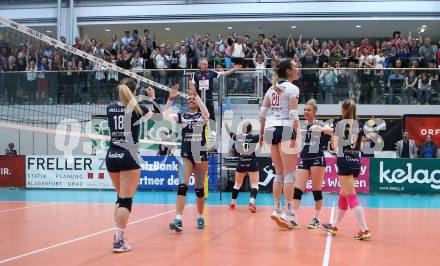 Volleyball. Bundesliga Frauen. Volley League Women. SG Kelag Klagenfurt gegen UVC Holding Graz. Jubel (Klagenfurt). Klagenfurt, am 14.4.2018.
Foto: Kuess
---
pressefotos, pressefotografie, kuess, qs, qspictures, sport, bild, bilder, bilddatenbank