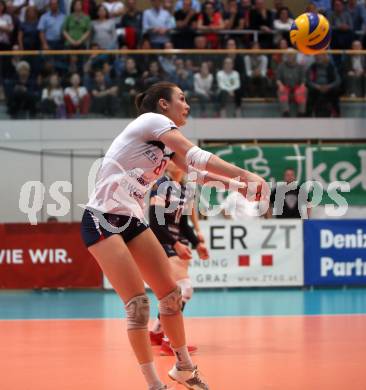 Volleyball. Bundesliga Frauen. Volley League Women. SG Kelag Klagenfurt gegen UVC Holding Graz.  Jessica Niles (Klagenfurt). Klagenfurt, am 14.4.2018.
Foto: Kuess
---
pressefotos, pressefotografie, kuess, qs, qspictures, sport, bild, bilder, bilddatenbank