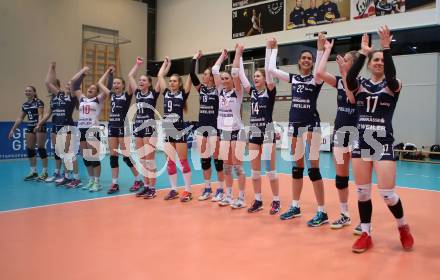 Volleyball. Bundesliga Frauen. Volley League Women. SG Kelag Klagenfurt gegen UVC Holding Graz. Jubel  (Klagenfurt). Klagenfurt, am 14.4.2018.
Foto: Kuess
---
pressefotos, pressefotografie, kuess, qs, qspictures, sport, bild, bilder, bilddatenbank