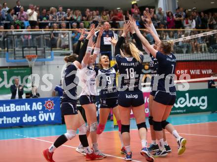 Volleyball. Bundesliga Frauen. Volley League Women. SG Kelag Klagenfurt gegen UVC Holding Graz. Jubel (Klagenfurt). Klagenfurt, am 14.4.2018.
Foto: Kuess
---
pressefotos, pressefotografie, kuess, qs, qspictures, sport, bild, bilder, bilddatenbank