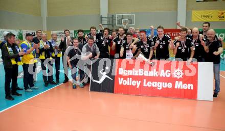 Volleyball Bundesliga Herren. DenitBank AG Volley League Men. SK Posojilnica Aich/Dob gegen SG Union Raiffeisen Waldviertel.  Jubel (Waldviertel). Bleiburg, am 15.4.2018.
Foto: Kuess
---
pressefotos, pressefotografie, kuess, qs, qspictures, sport, bild, bilder, bilddatenbank