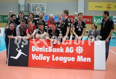 Volleyball Bundesliga Herren. DenitBank AG Volley League Men. SK Posojilnica Aich/Dob gegen SG Union Raiffeisen Waldviertel.  Jubel (Waldviertel). Bleiburg, am 15.4.2018.
Foto: Kuess
---
pressefotos, pressefotografie, kuess, qs, qspictures, sport, bild, bilder, bilddatenbank