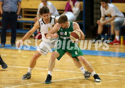 Basketball 2. Bundesliga. Playdown. 5. Runde. Woerthersee Piraten gegen KOS Celovec. Sebastian Schaal, (Piraten), Ziga Erculj  (KOS). Klagenfurt, am 21.4.2018.
Foto: Kuess
---
pressefotos, pressefotografie, kuess, qs, qspictures, sport, bild, bilder, bilddatenbank