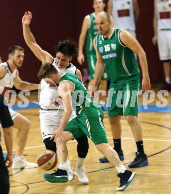 Basketball 2. Bundesliga. Playdown. 5. Runde. Woerthersee Piraten gegen KOS Celovec. Andreas Kuttnig,  (Piraten), Ziga Erculj (KOS). Klagenfurt, am 21.4.2018.
Foto: Kuess
---
pressefotos, pressefotografie, kuess, qs, qspictures, sport, bild, bilder, bilddatenbank